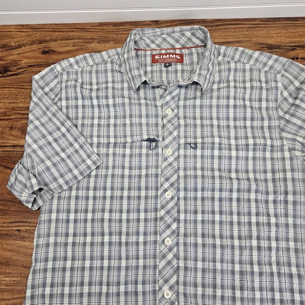 Simms Vented Fishing Plaid Mens Size Large Casual Business School